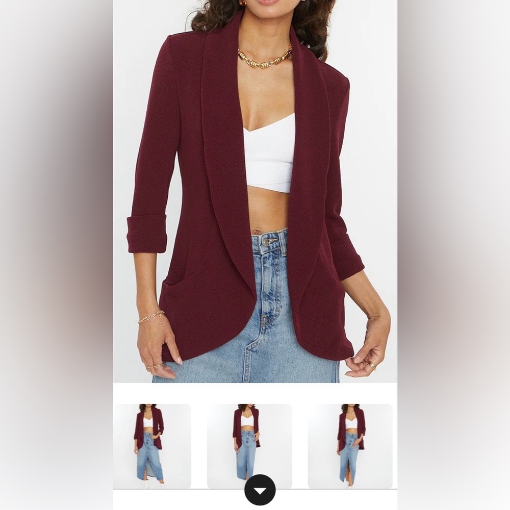Chic French Mauve Melanie Burgundy Blazer